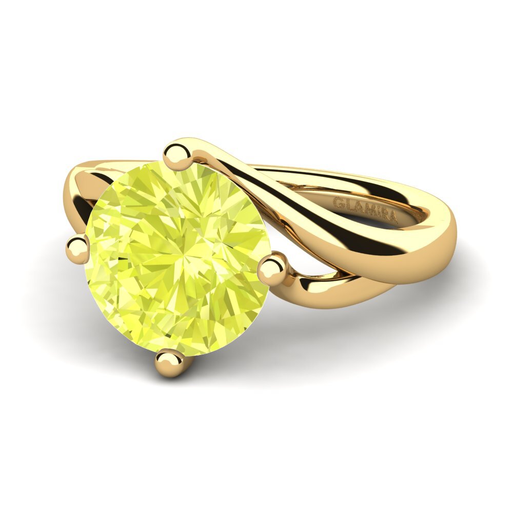 14k Oro Amarillo Cuarzo Limón Anillo de compromiso Jeffrey 3.0 crt