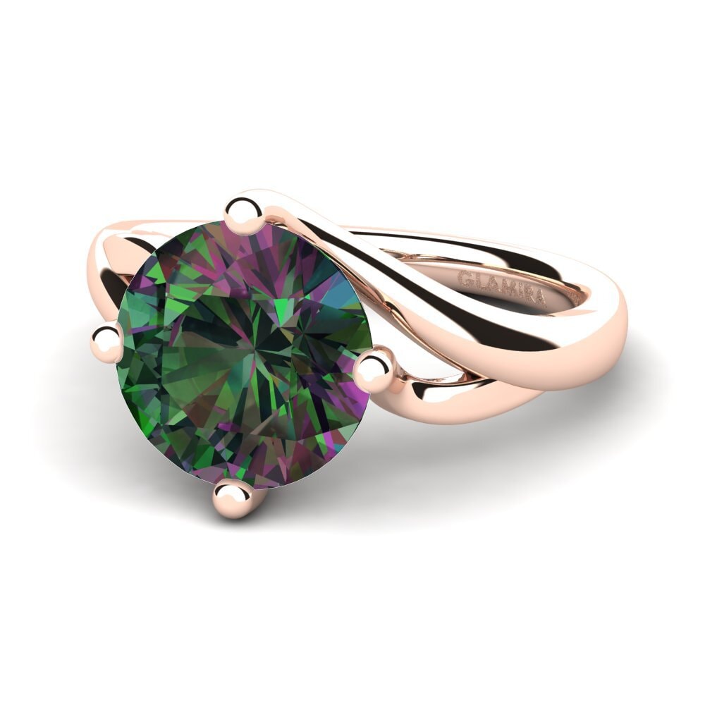 14k Oro Rosa Topacio Místico Anillo de compromiso Jeffrey 3.0 crt
