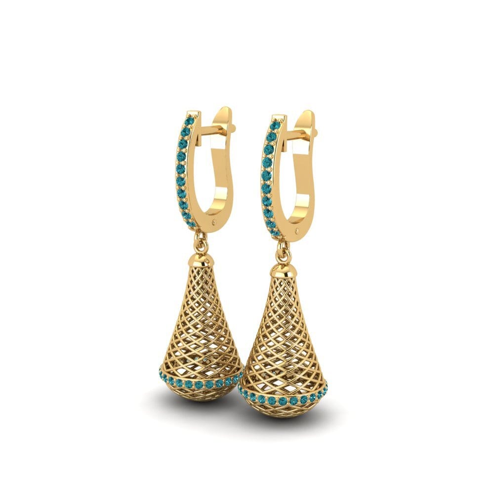Diamante Azul Pendiente de mujer Jelanyum