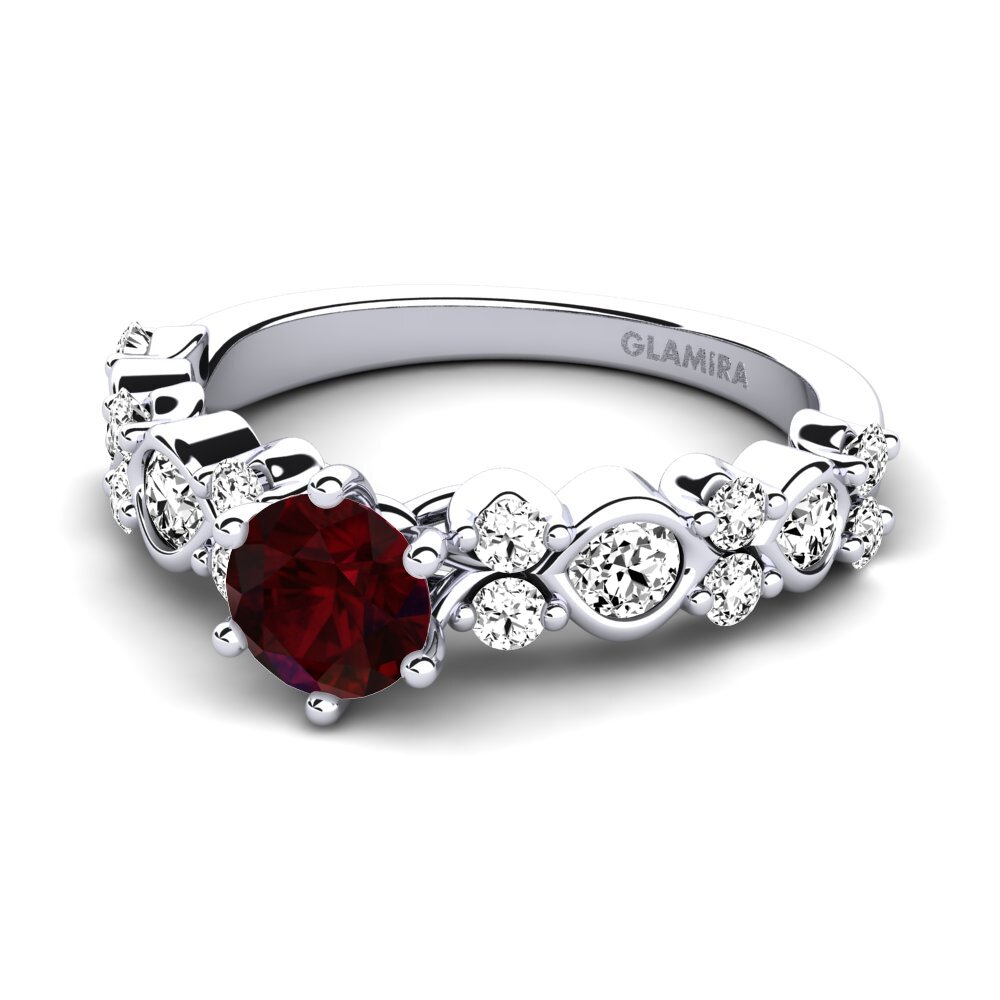 Đá Garnet / Ngọc Hồng Lựu Nhẫn đính hôn Jena