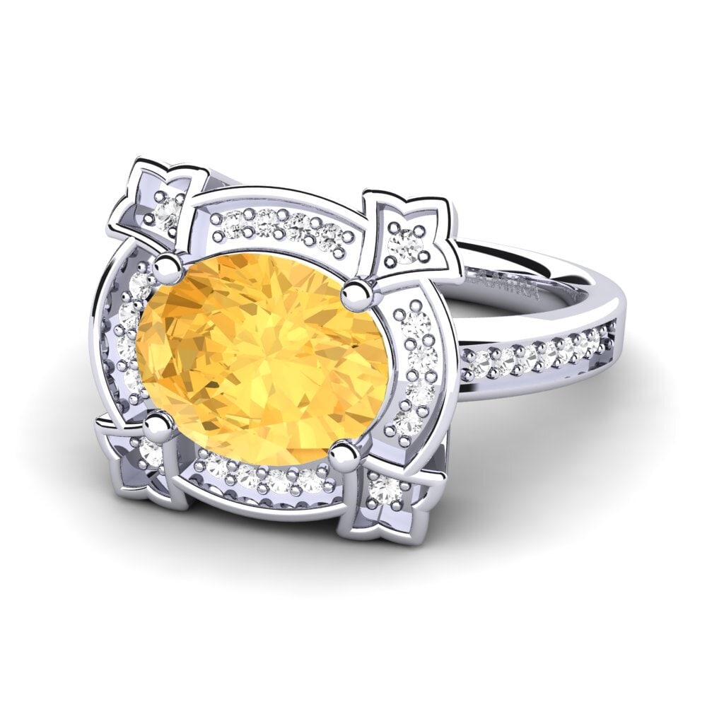 White Silver Citrine Engagement Ring Jenavecia