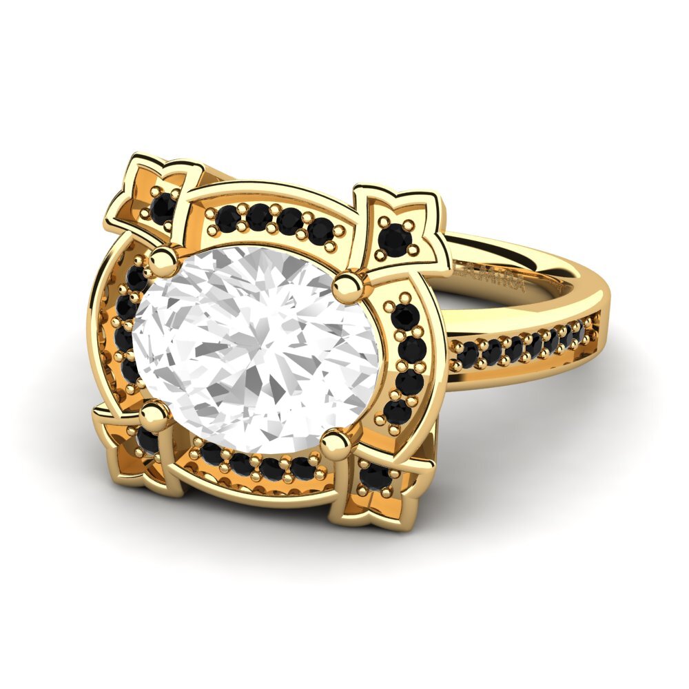 9k Oro Amarillo Topacio blanco Anillo de compromiso Jenavecia