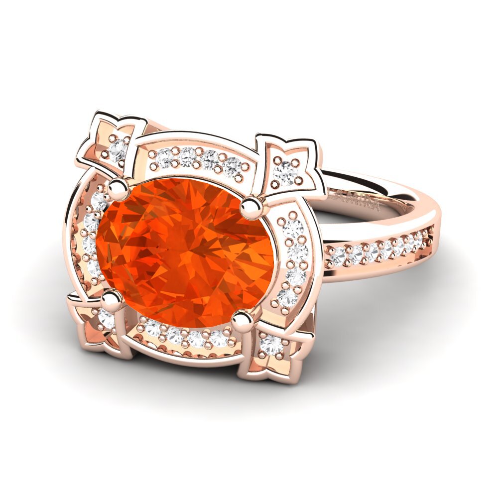 9k Rose Gold Fire-Opal Engagement Ring Jenavecia