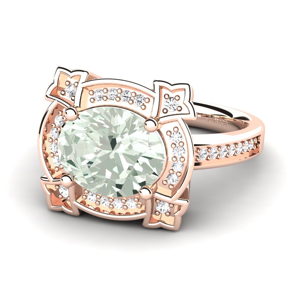 9k Rose Gold Green Amethyst Engagement Ring Jenavecia