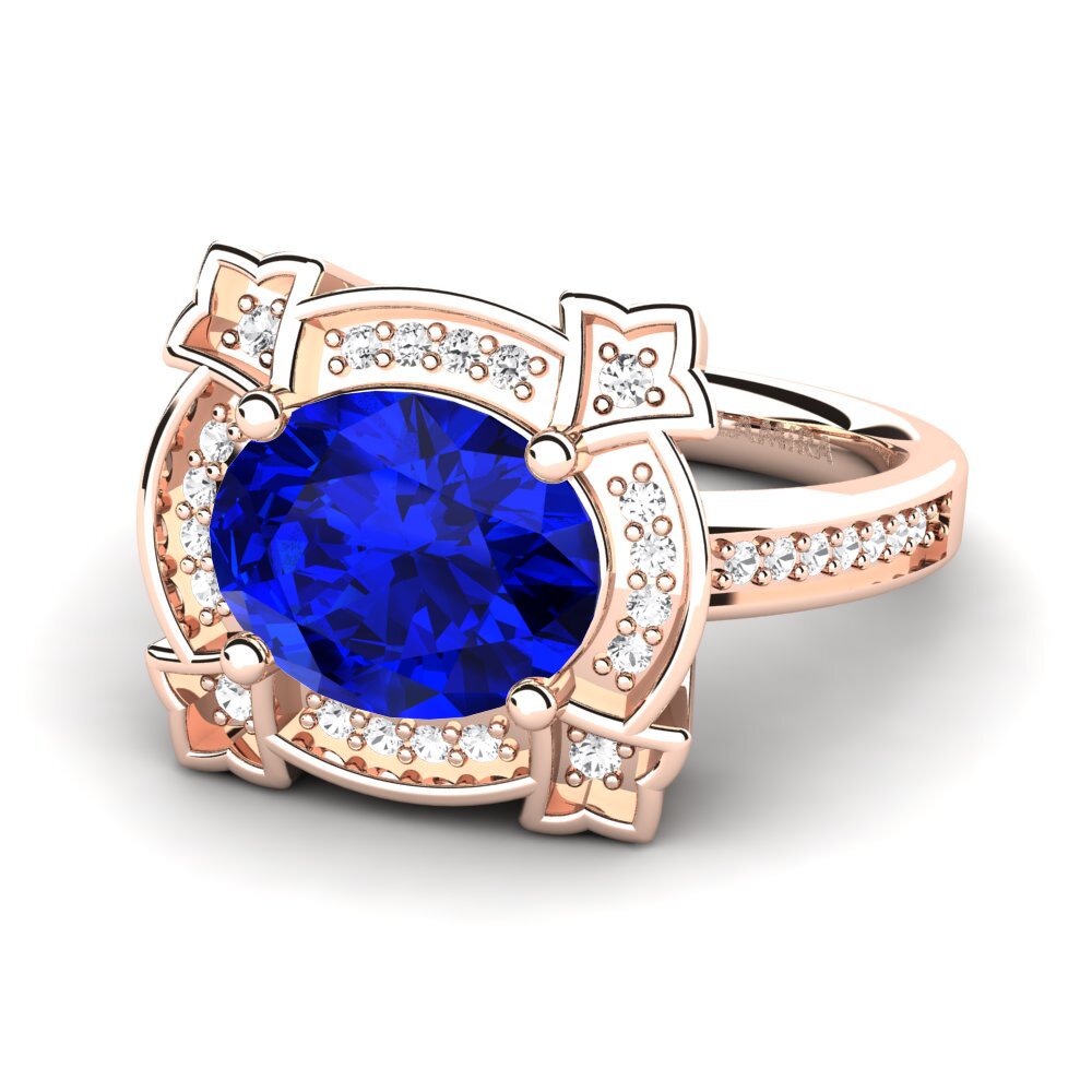 9k Rose Gold Sapphire (Lab Created) Engagement Ring Jenavecia