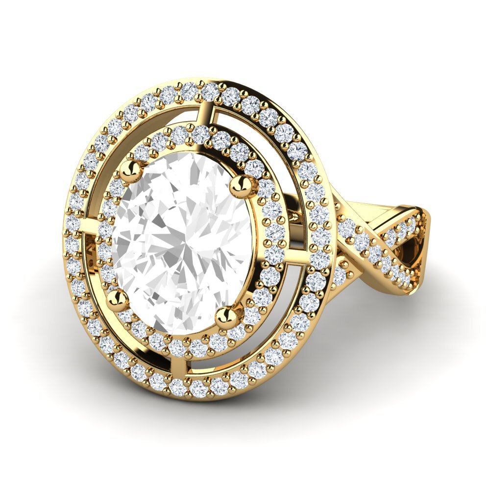 9k Oro Amarillo Topacio blanco Anillo de compromiso Jendaya