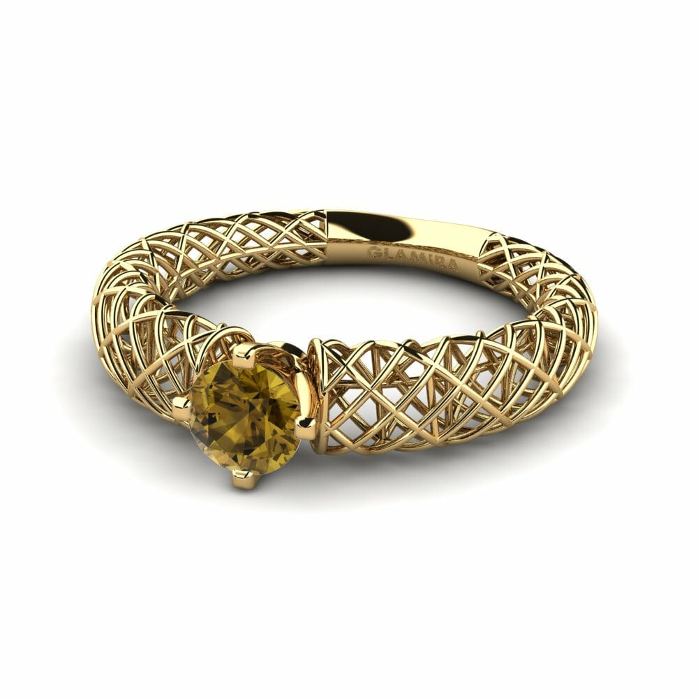 Bagues Or Jaune 18k Zircon Brun Fusion