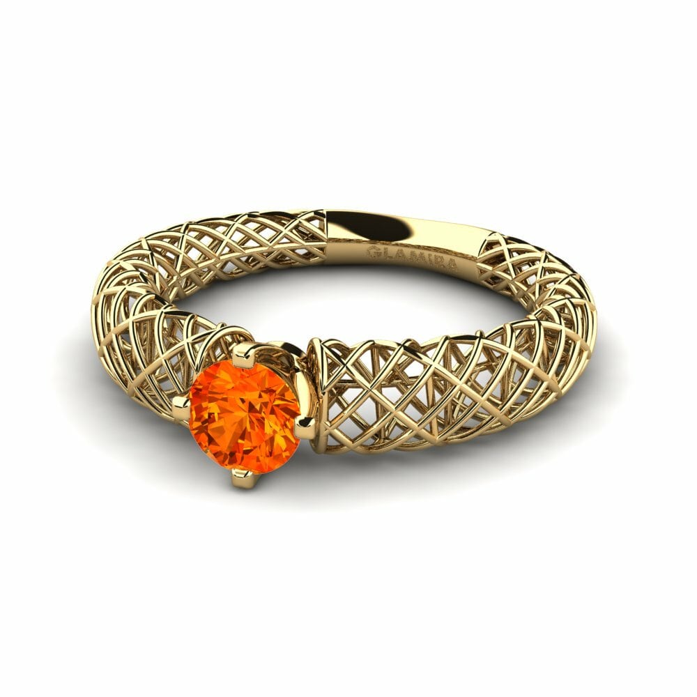 Bagues Or Jaune 18k Saphir orange Fusion