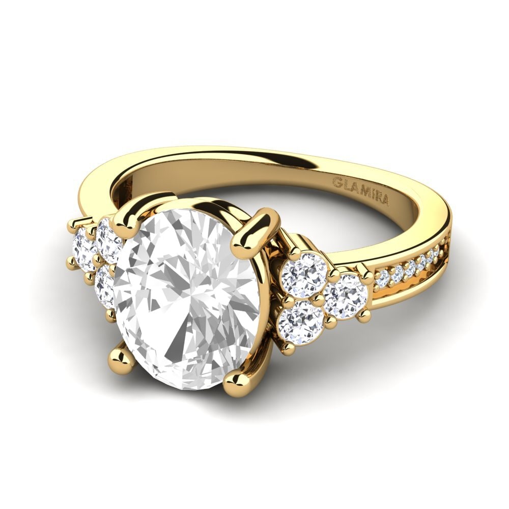 9k Oro Amarillo Topacio blanco Anillo de compromiso Jennivie