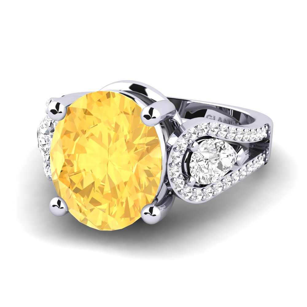 White Silver Citrine Ring Jensina