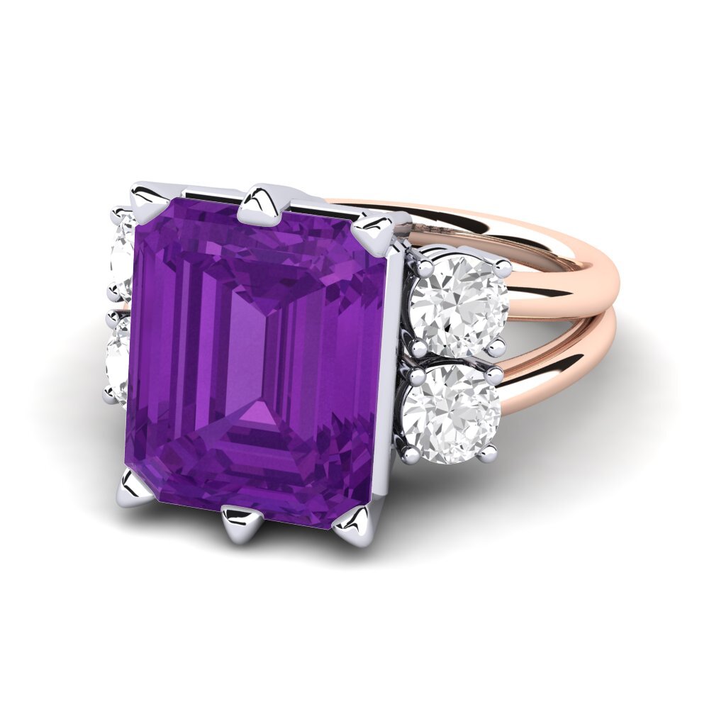 14k Rose & White Gold Amethyst Ring Jensine