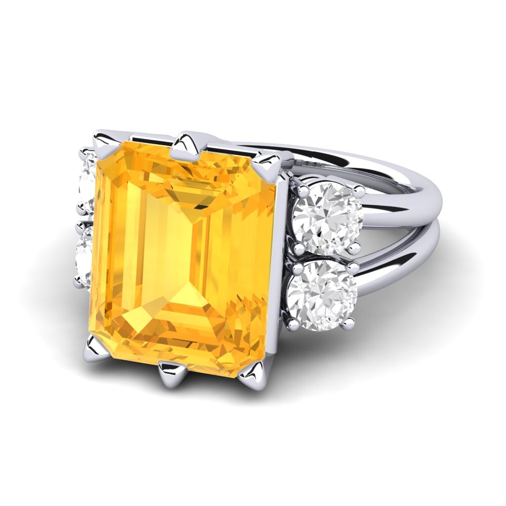 White Silver Citrine Ring Jensine