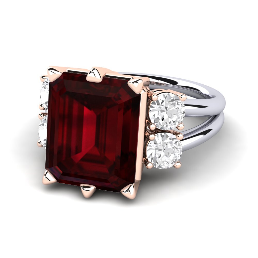 14k White & Rose Gold Garnet Ring Jensine