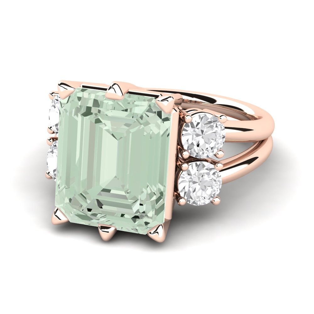 9k Rose Gold Green Amethyst Ring Jensine