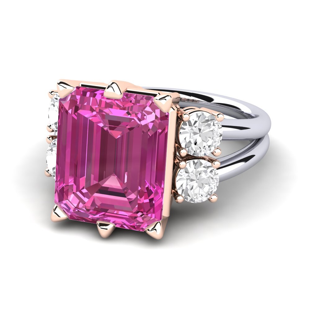 14k White & Rose Gold Pink Topaz Ring Jensine