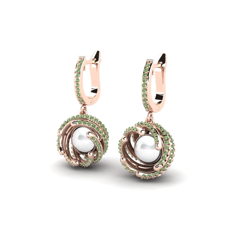 9ct Rose Gold Green Diamond Women's Earring Jenyl