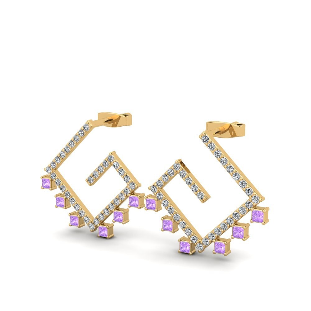 18k Oro Amarillo Princesa Pendiente de mujer Jeramy