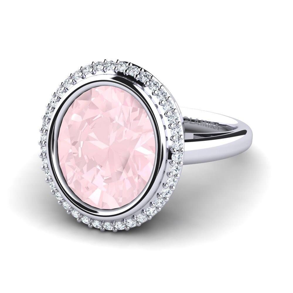 Or Blanc 9k Quartz Rose Bague Jermelia