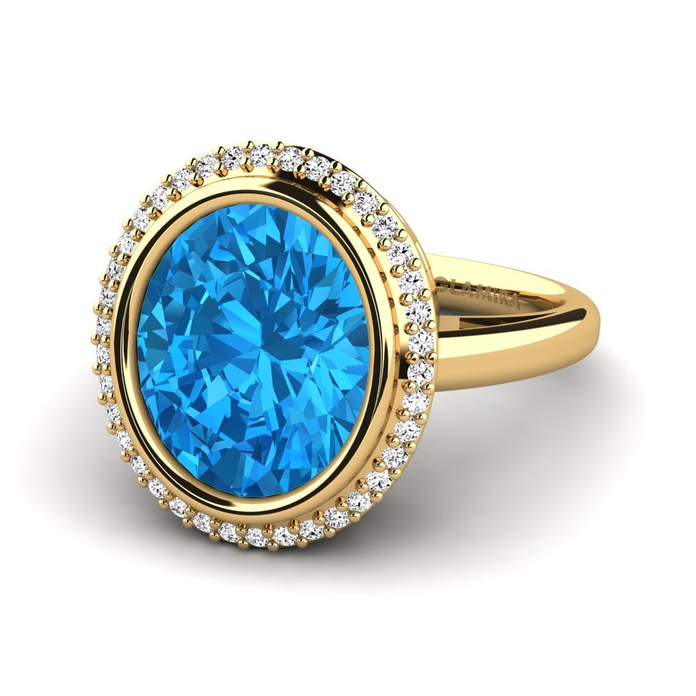 Ovalado Topacio azul Anillo Jermelia