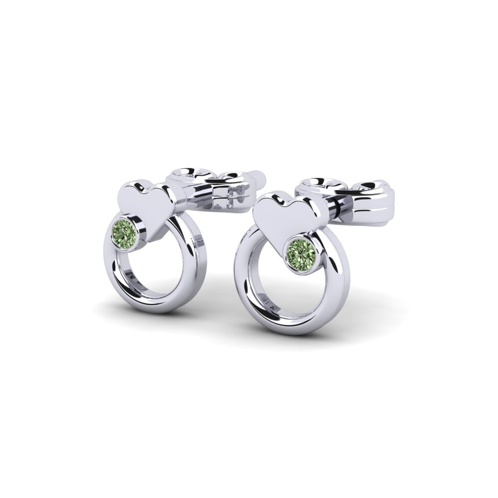 Platina 950 Diamante Verde Brinco Infantil Jeromy