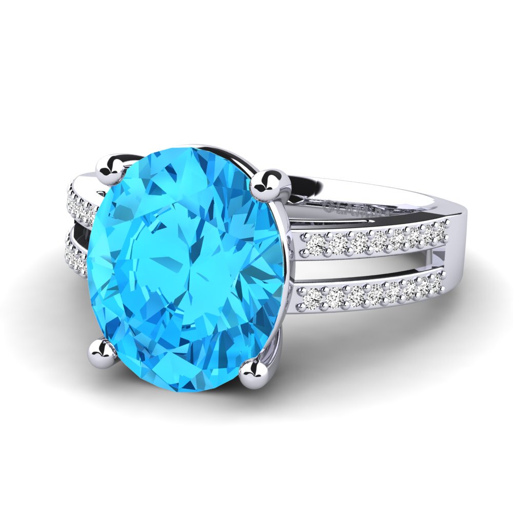 Ovalado Topacio azul Anillo Jesimar