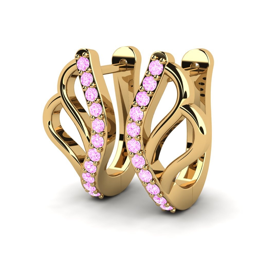 18k Oro Amarillo Zafiro Rosado Pendiente de mujer Jess