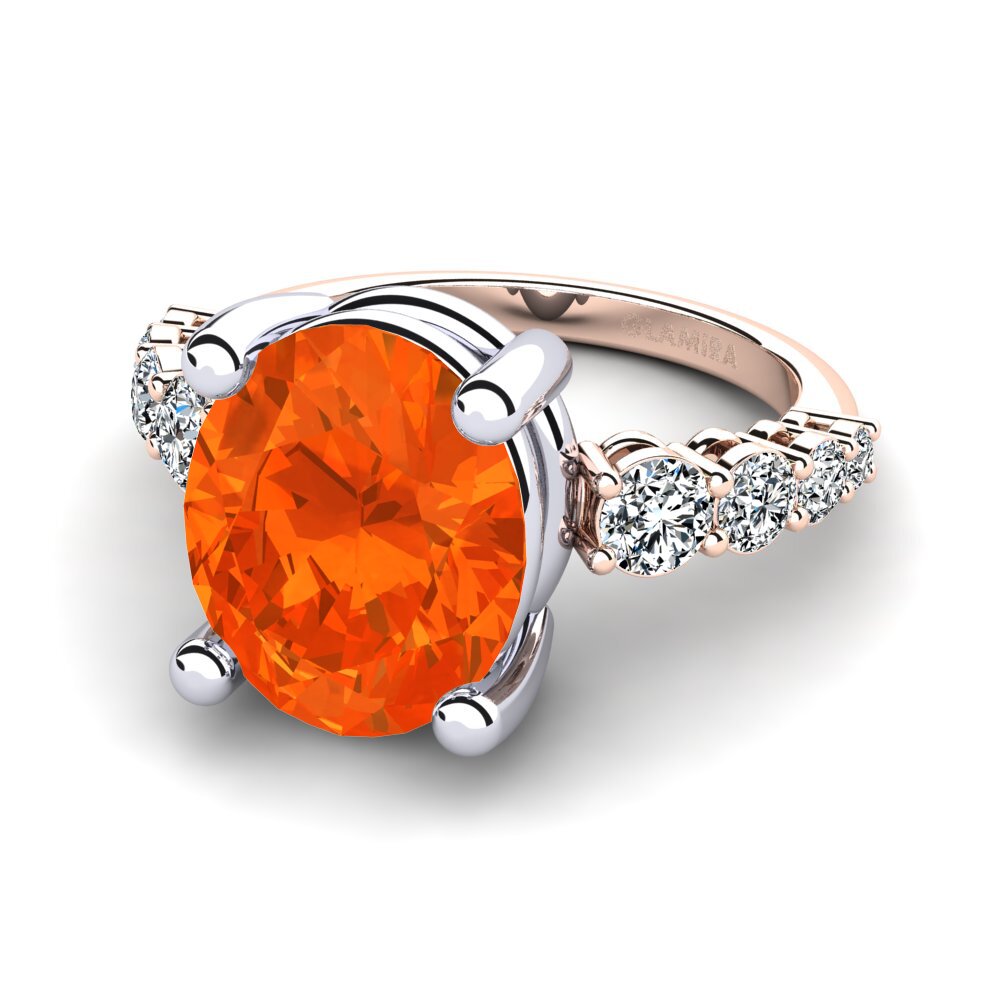 14ct Rose & White Gold Fire Opal Ring Jeylianis