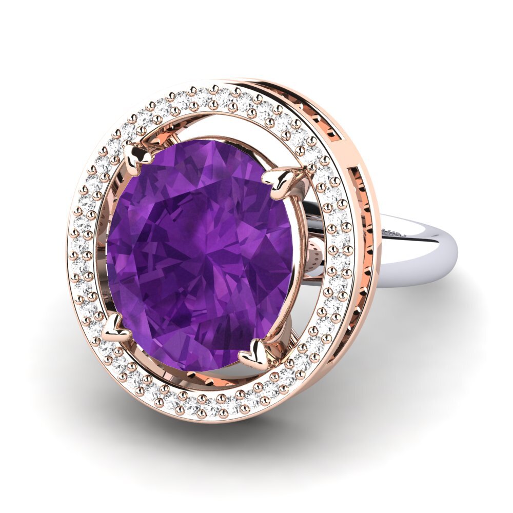 14k Rose & White Gold Amethyst Ring Jhamilet