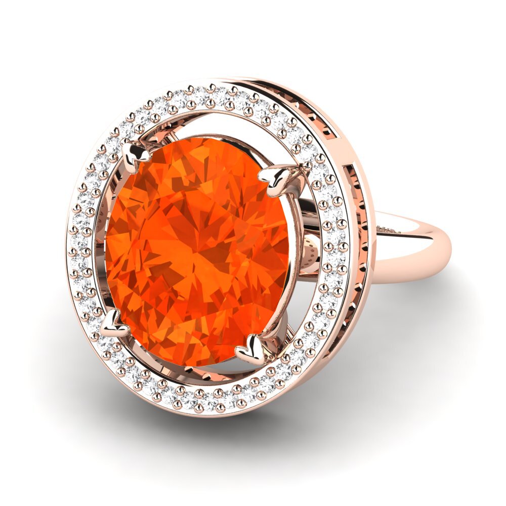 9k Rose Gold Fire-Opal Ring Jhamilet