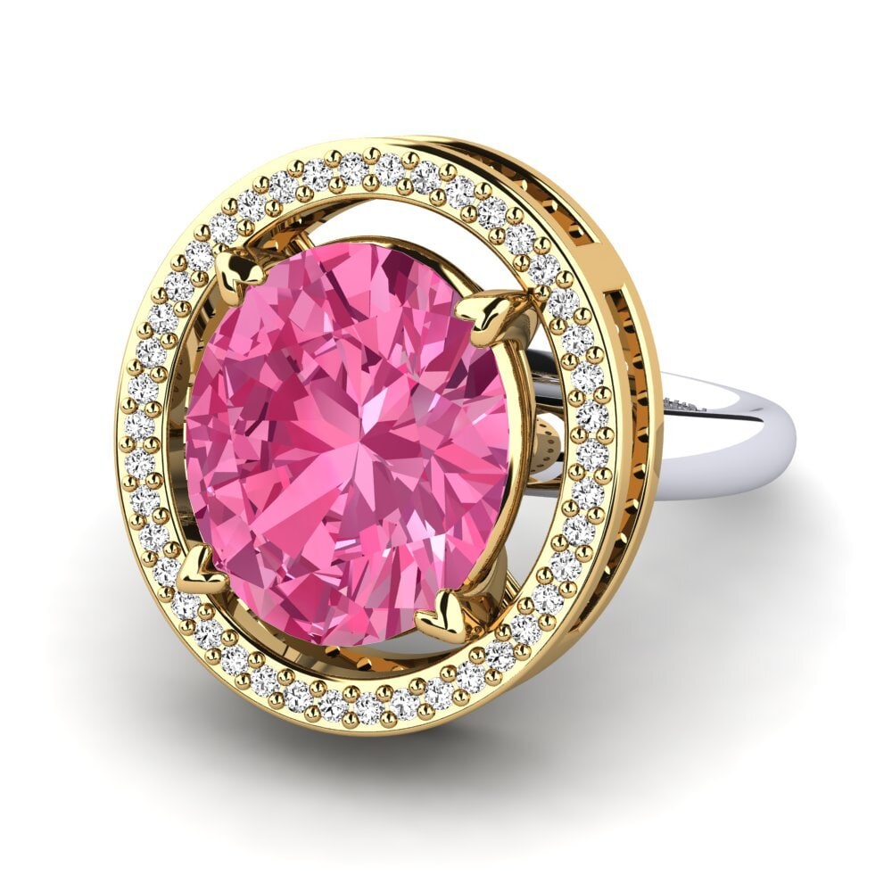 14ct Yellow / White Gold Pink Tourmaline Ring Jhamilet