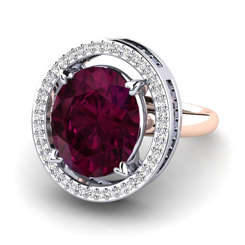 14k Oro Blanco & Rosa Granate Rhodolite Anillo Jhamilet