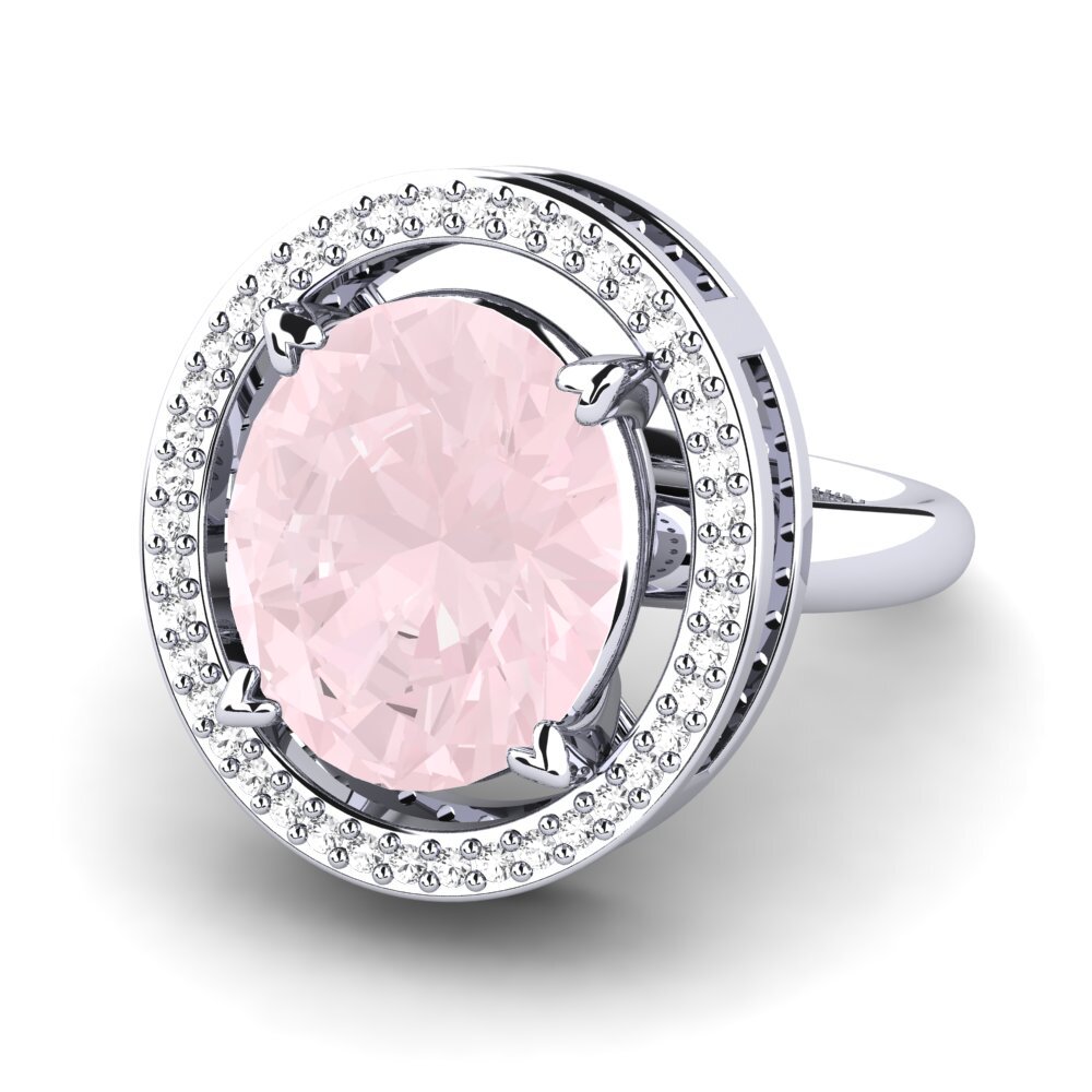 Or Blanc 9k Quartz Rose Bague Jhamilet
