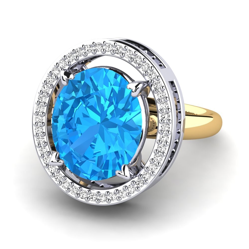 Ovalado Topacio azul Anillo Jhamilet