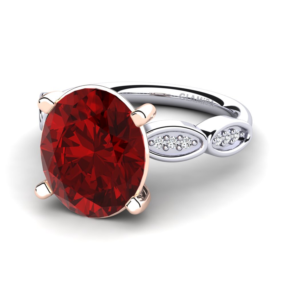 14k Oro Blanco & Rosa Rubí (Creado en laboratorio) Anillo Jidenna