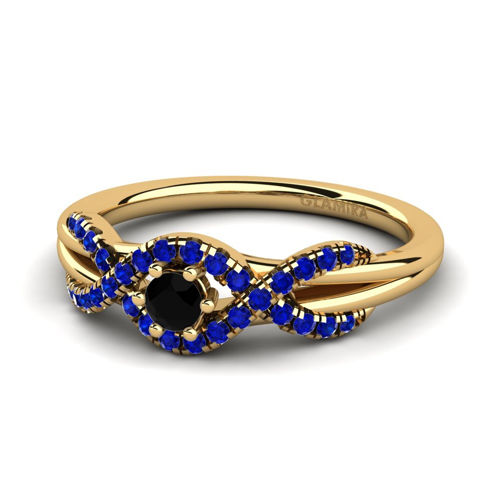 14ct Yellow Gold Black Diamond Engagement Ring Jilessa 0.1 crt