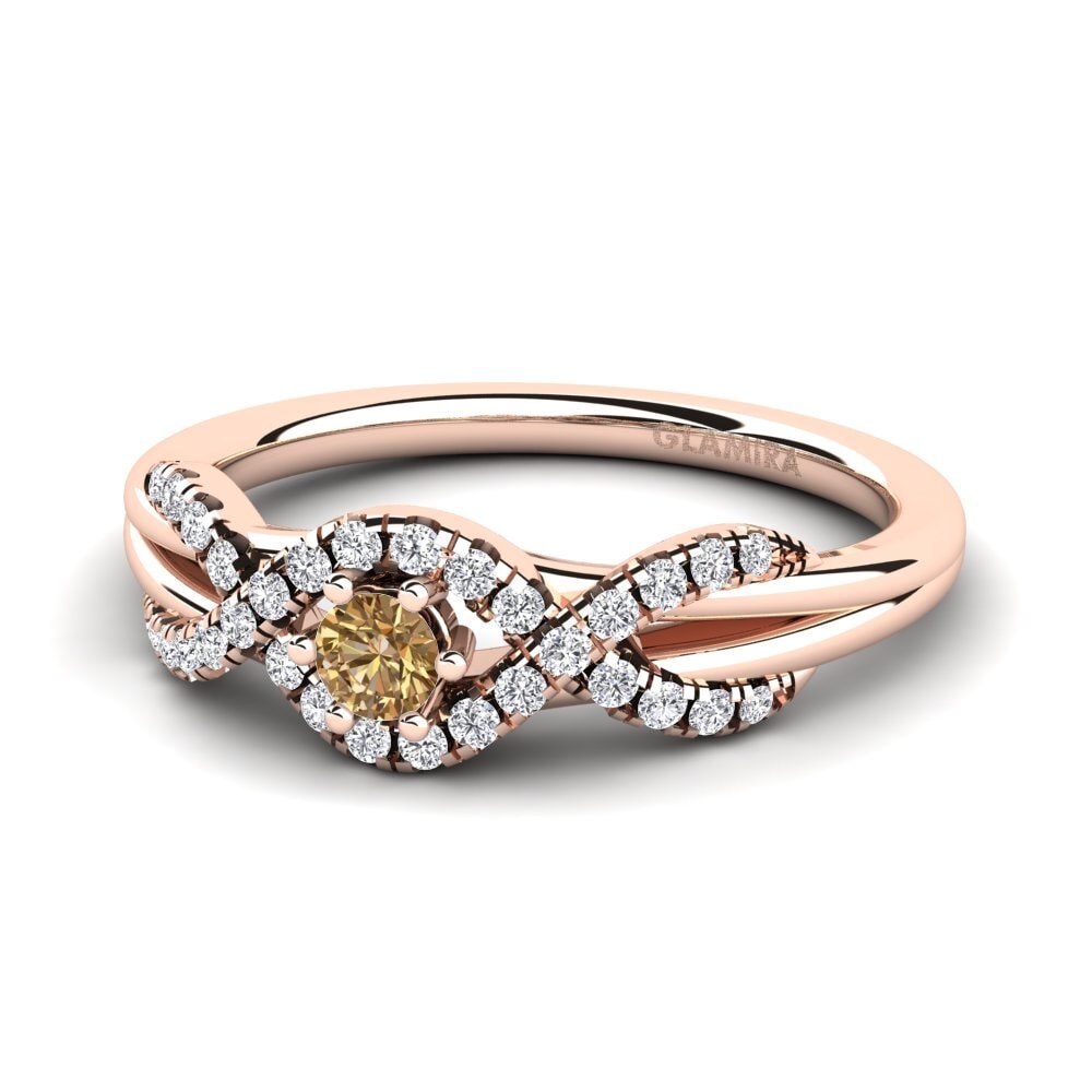 14k Oro Rosa Diamante café Anillo de compromiso Jilessa 0.1 crt