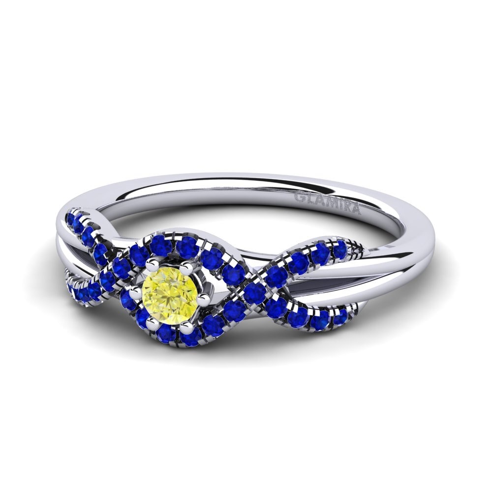 9ct White Gold Yellow Diamond Engagement Ring Jilessa 0.1 crt