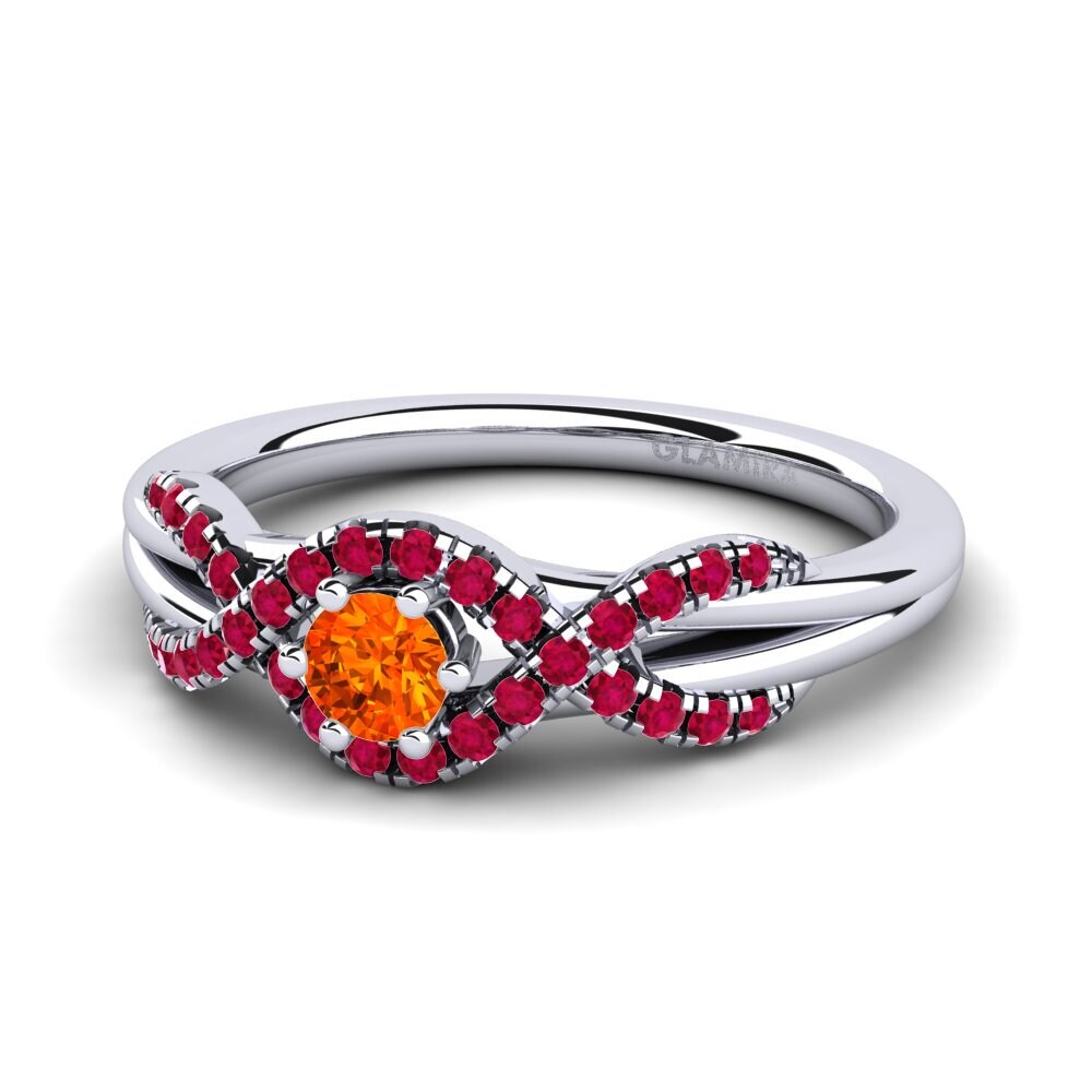 Orange Sapphire Engagement Ring Jilessa 0.16 crt