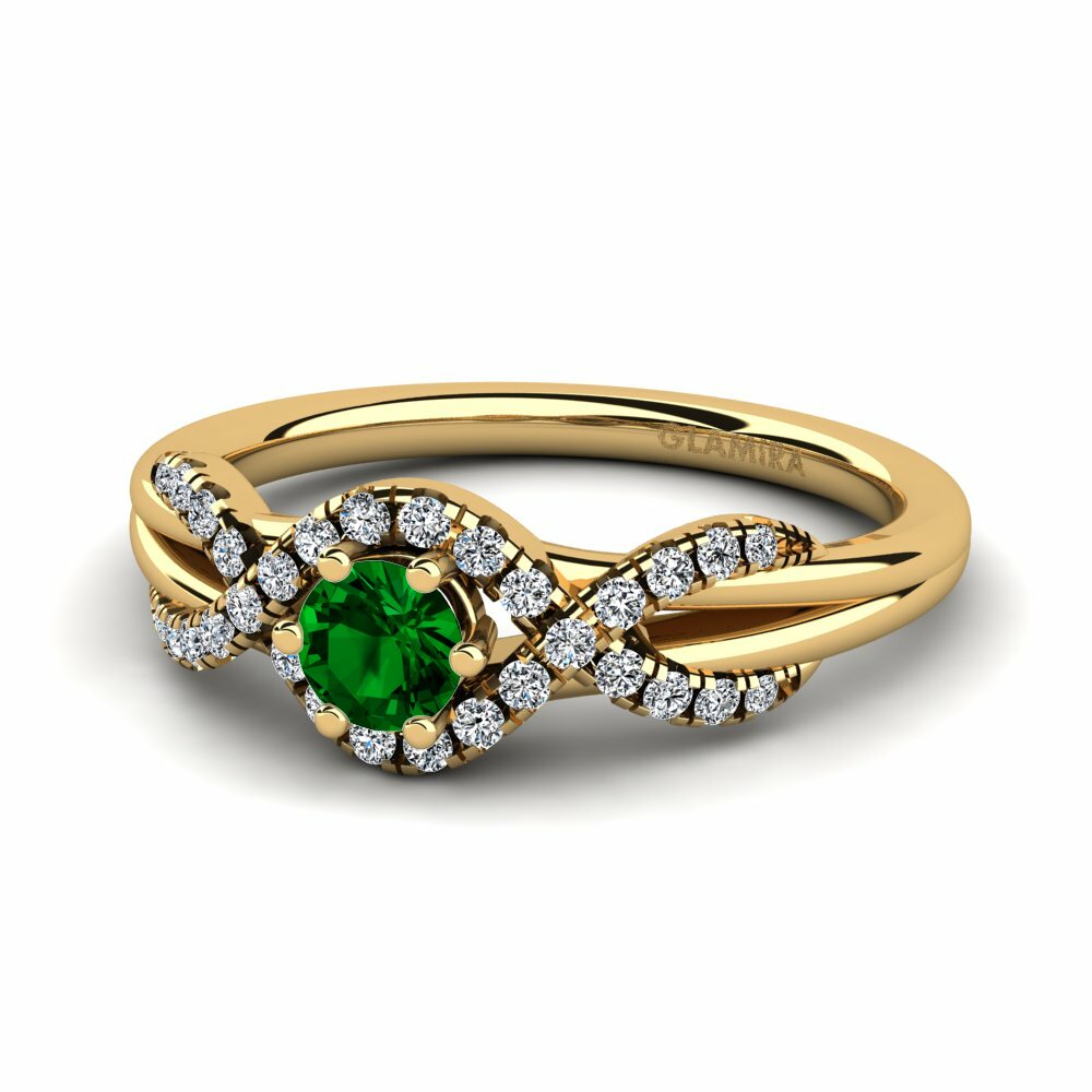 Bagues Or Jaune 18k Zircone Vert Exclusif