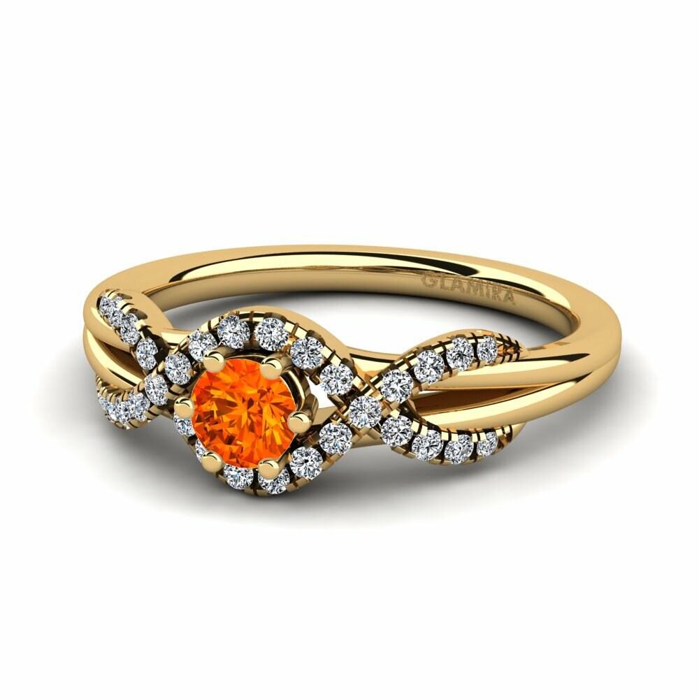 Bagues Or Jaune 18k Saphir orange Exclusif