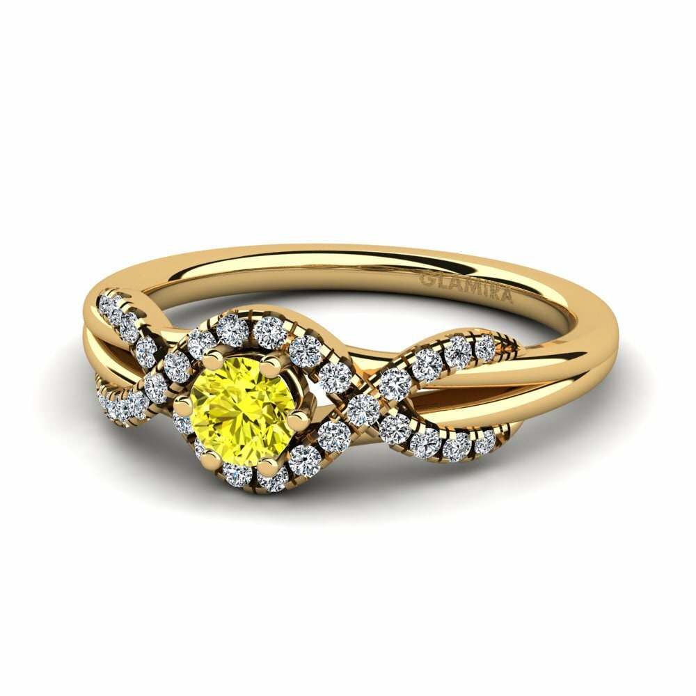 Bagues Or Jaune 18k Diamant Jaune Exclusif