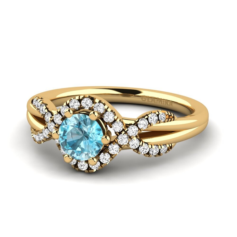 Blue Zircon Engagement Ring Jilessa 0.5 crt