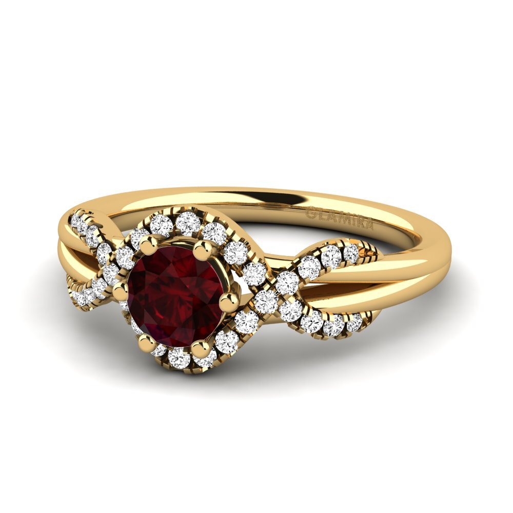 Đá Garnet / Ngọc Hồng Lựu Nhẫn đính hôn Jilessa 0.5 crt