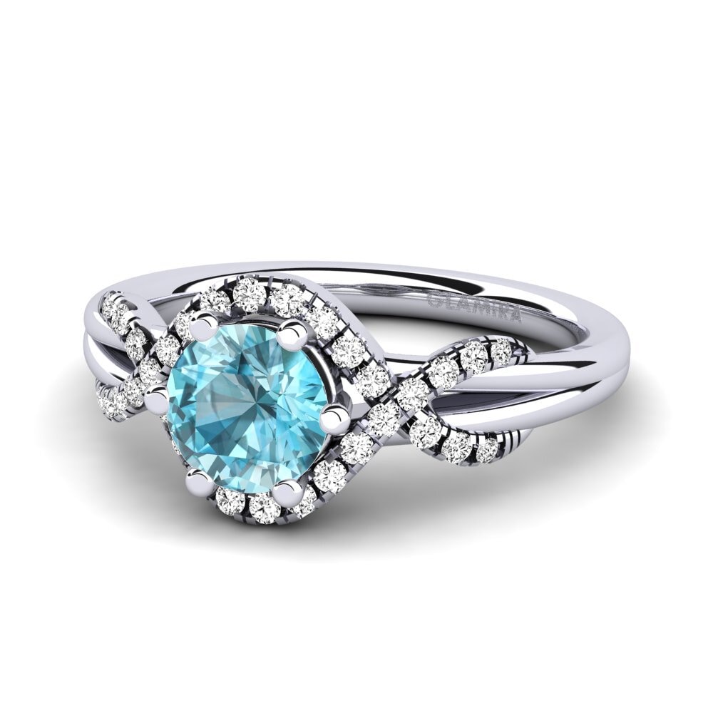 Blue Zircon Engagement Ring Jilessa 0.8 crt
