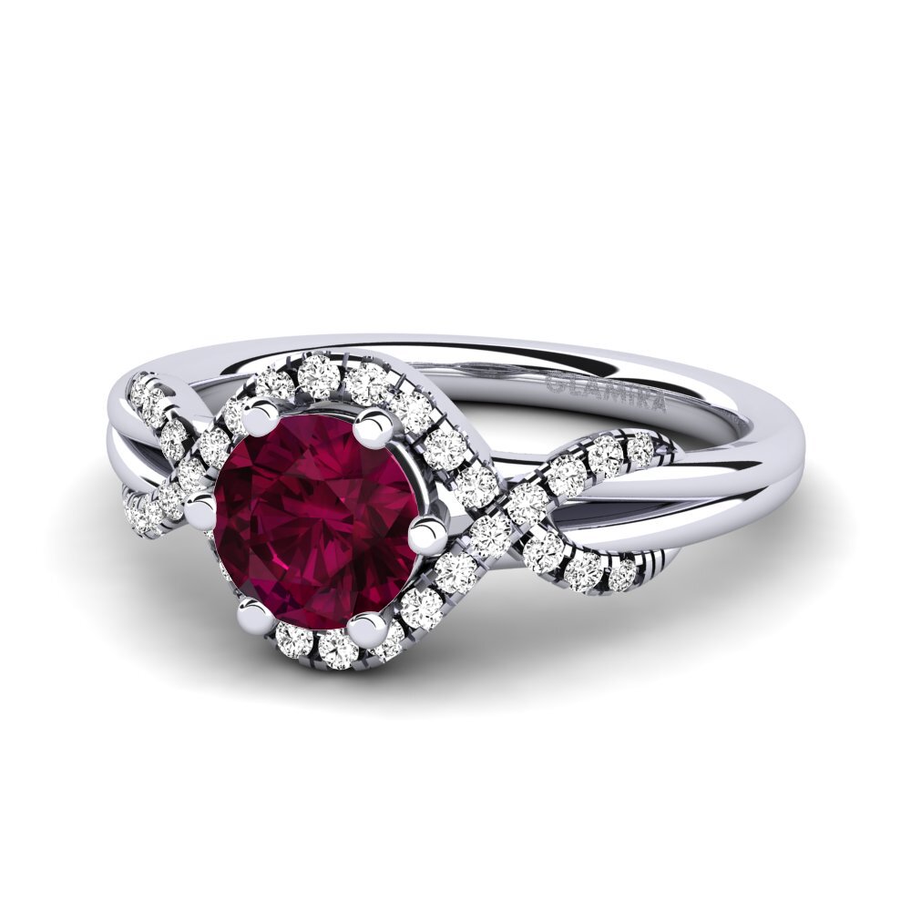 Đá Rhodolite Nhẫn đính hôn Jilessa 0.8 crt