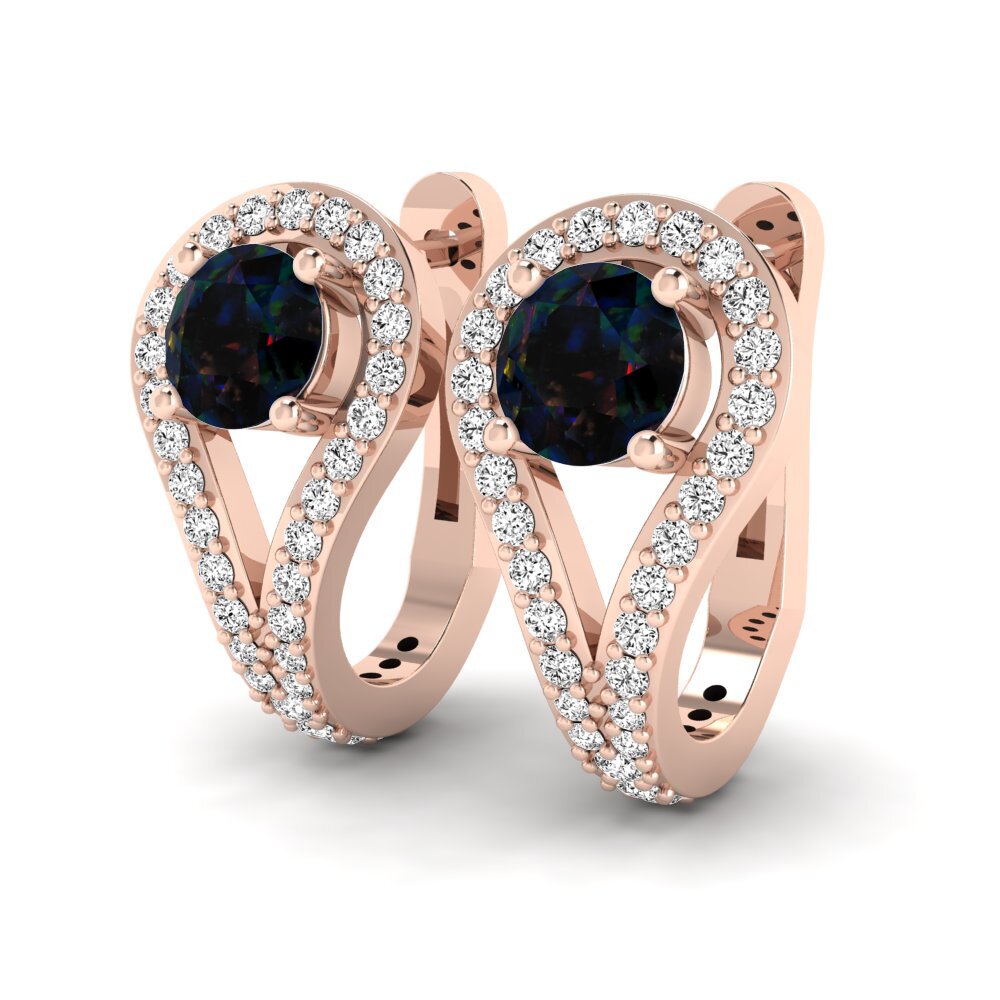 18ct Rose Gold Black Opal Women's Earring Jimin