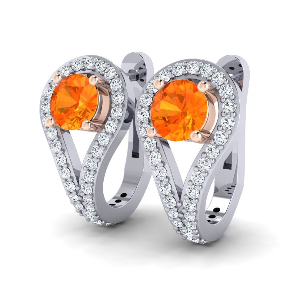 9K White & Rose Gold Orange Sapphire Earring Jimin
