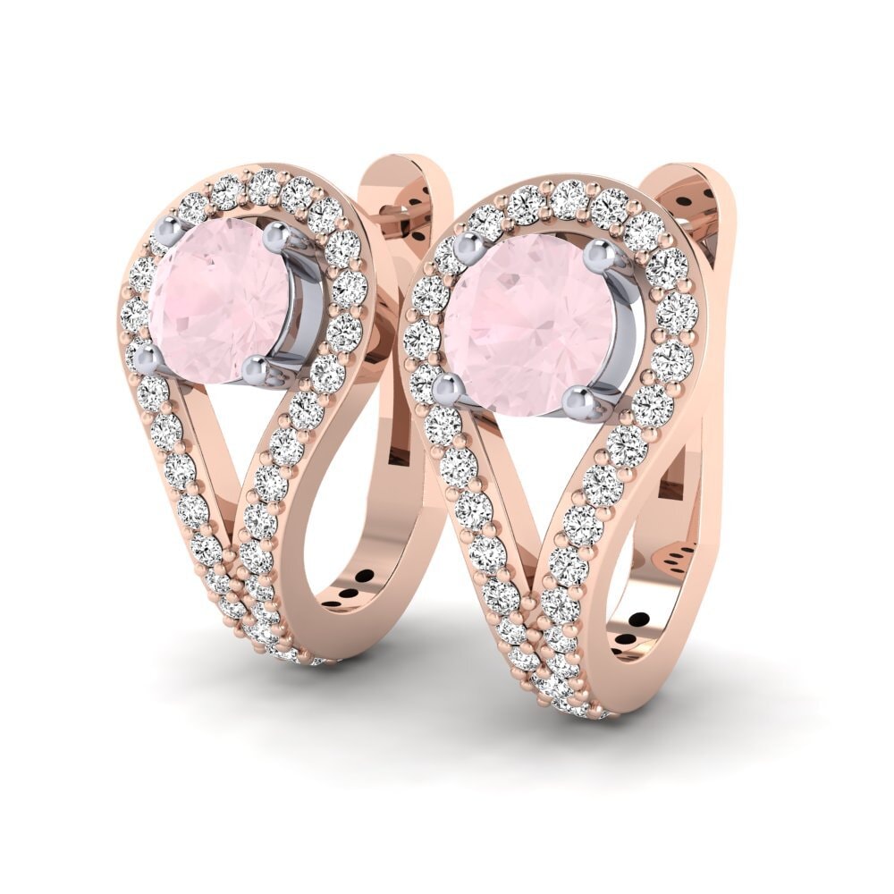 9k Oro Rosa & Blanco Cuarzo rosa Pendiente de mujer Jimin