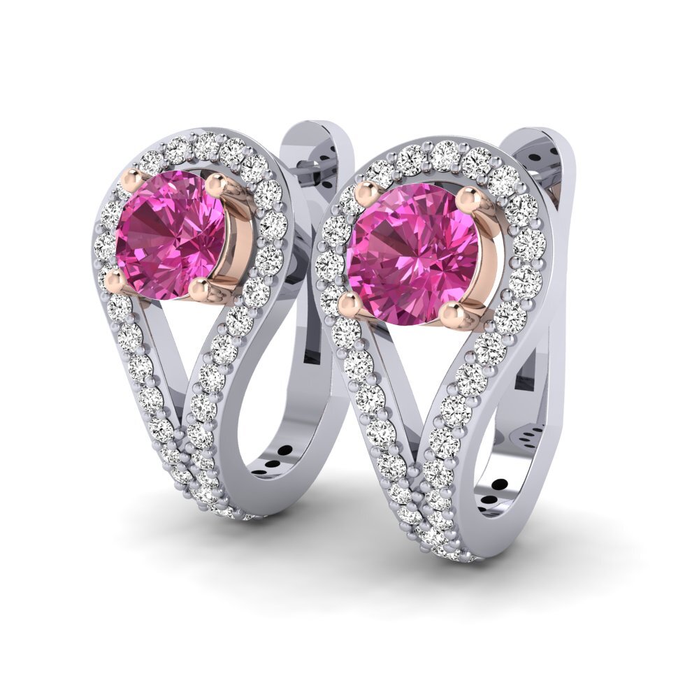 14k Oro Blanco & Rosa Topacio Rosa Pendiente de mujer Jimin