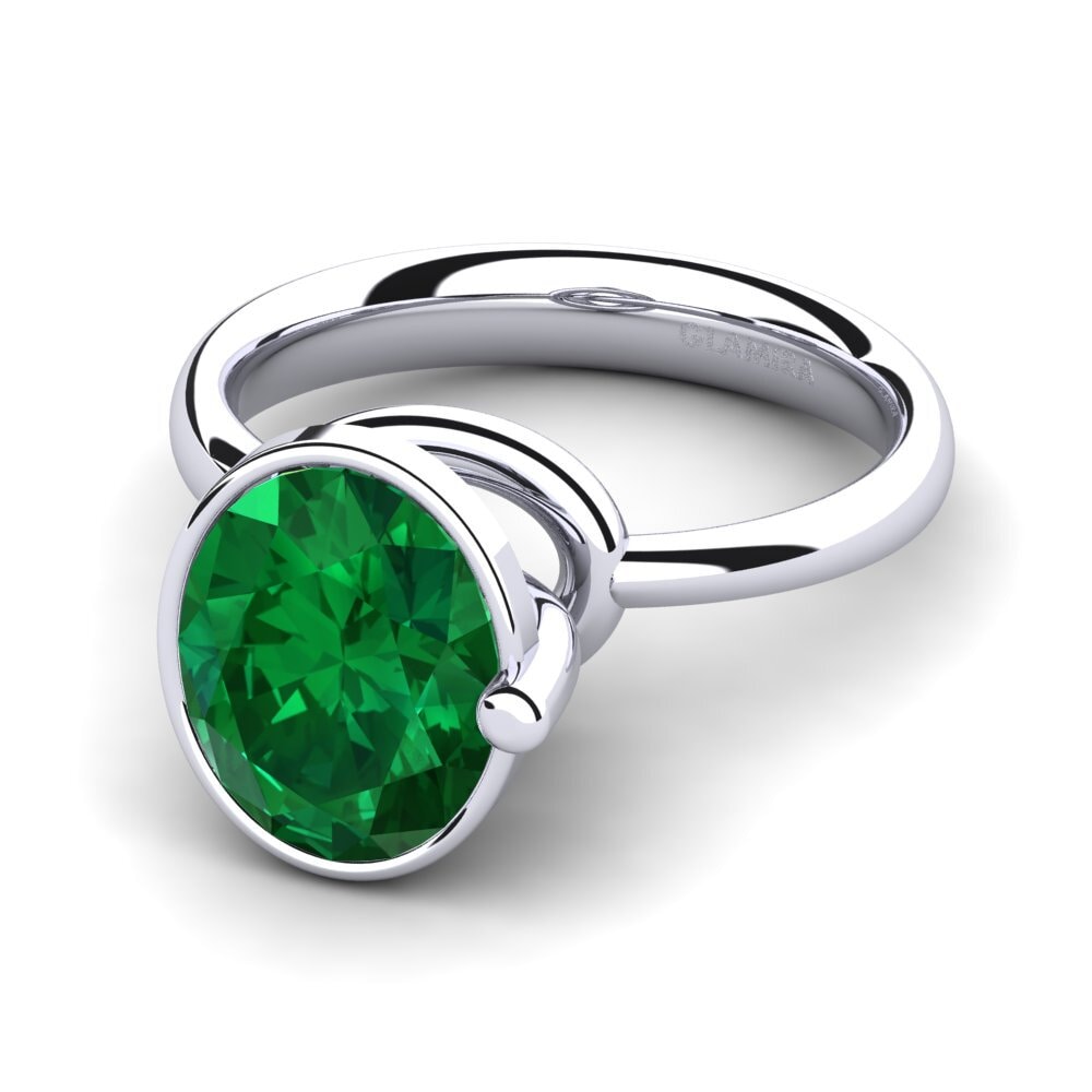 Esmeralda (creada en laboratorio) Anillo de compromiso Jindara